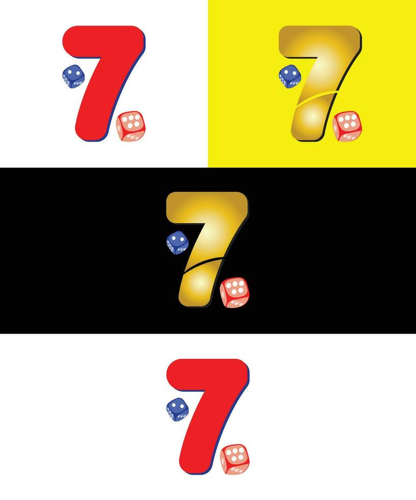 Seven Number with Cube Logo vector