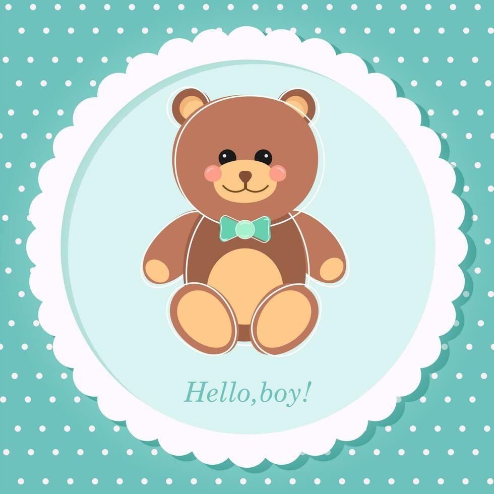 Vector cards with cute bear. Hello boy. Birthday card vector image