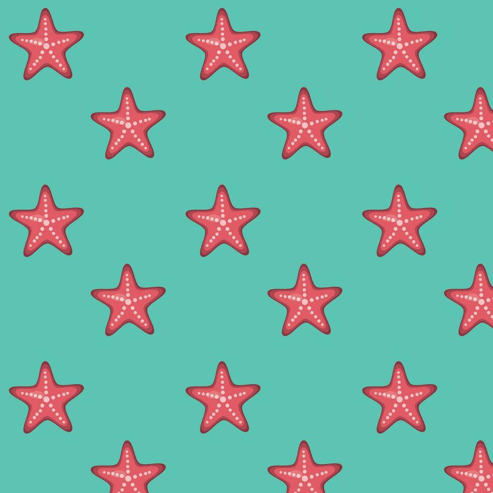 starfish seamless pattern, on a blue background, summer items, fabric pattern, paper design, swimsuit design, cartoon print vector