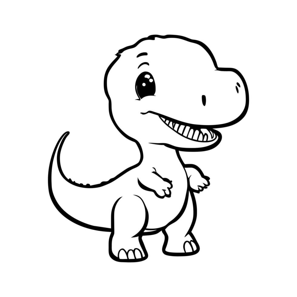 Cute dinosaur. Vector illustration in line style for coloring in doodle style