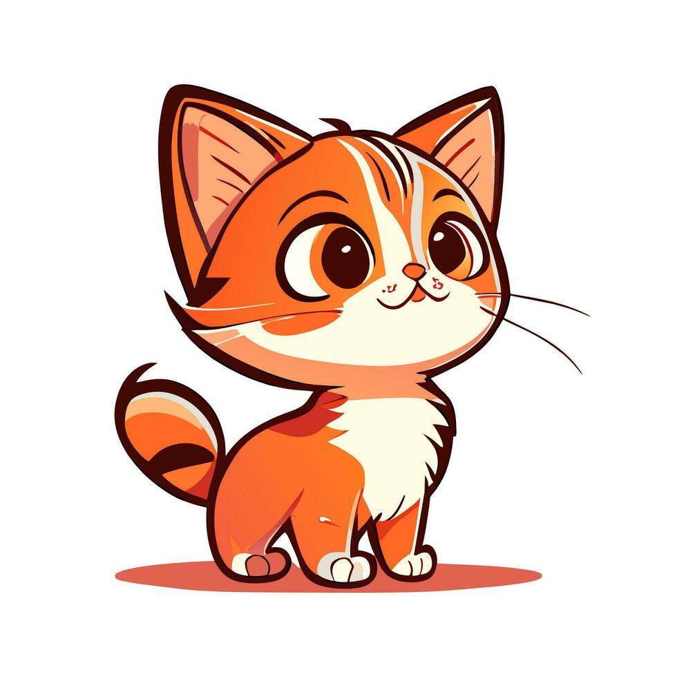 Cute cheerful kitten. Vector illustration.