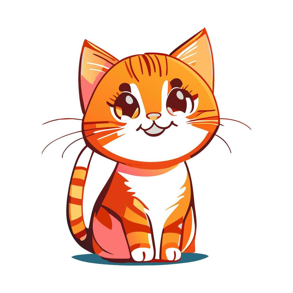 Cute cheerful kitten. Vector illustration.