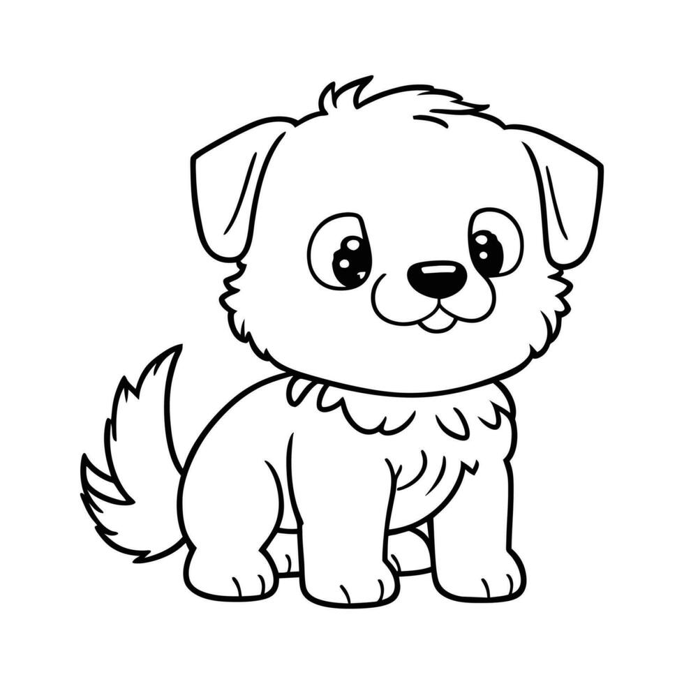Cute doggy. Vector illustration in line style for coloring in doodle style