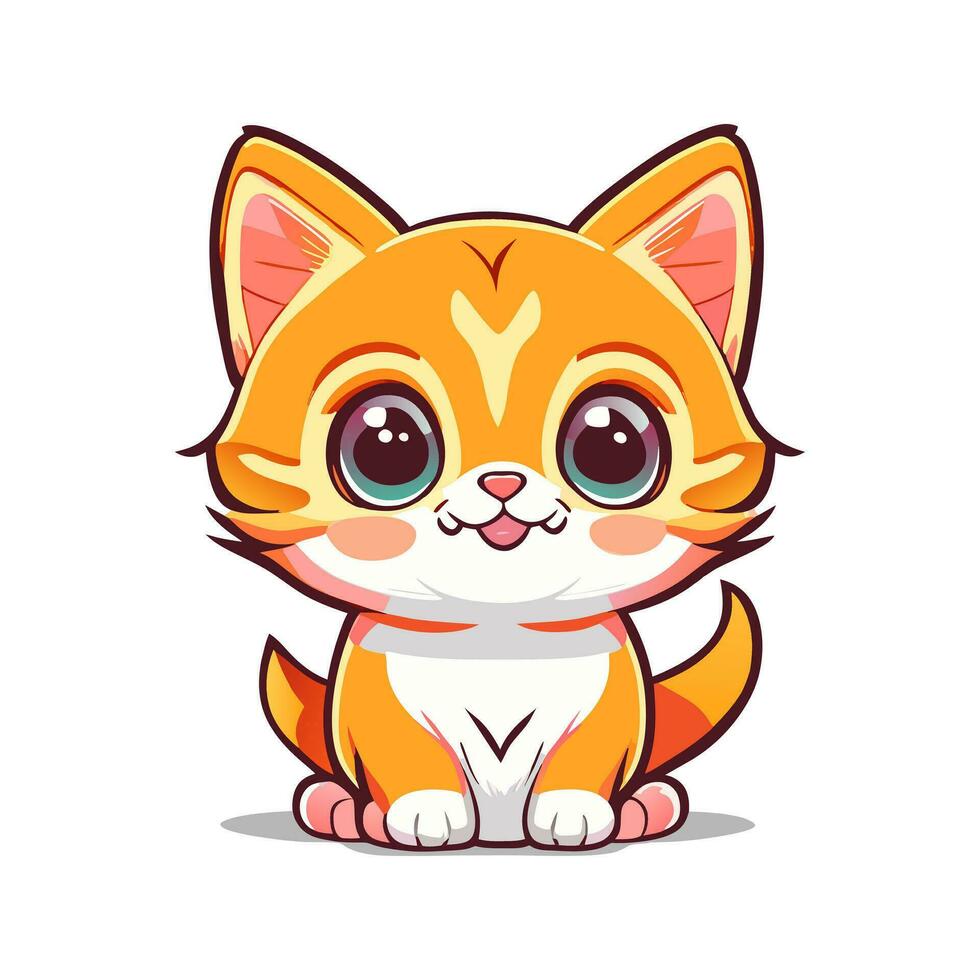 linda alegre gatito. vector ilustración.