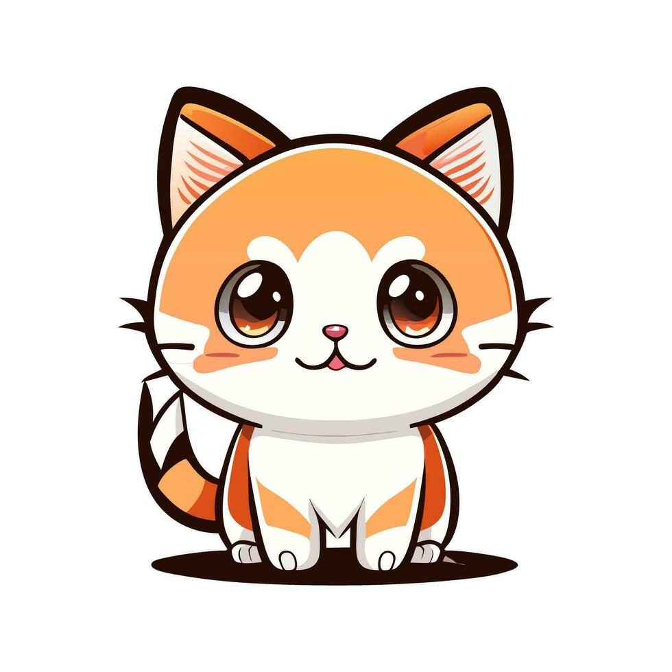 Cute cheerful kitten. Vector color illustration.