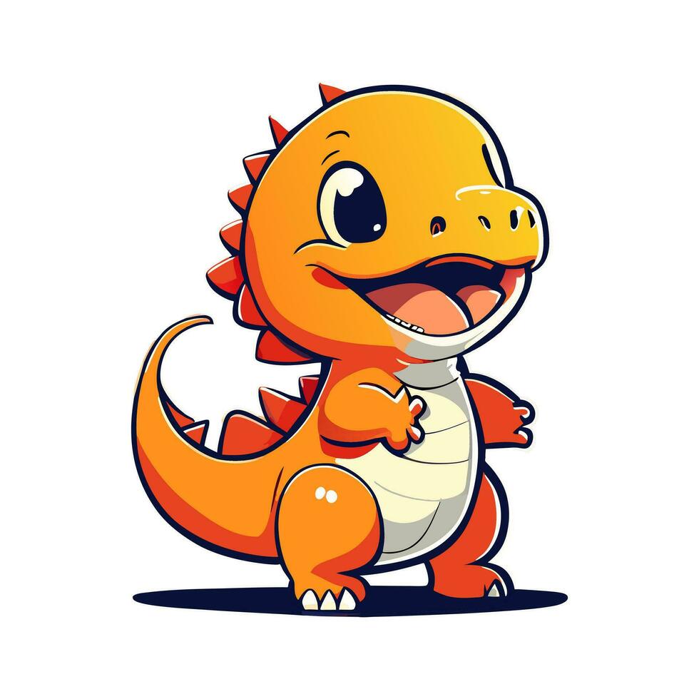 Cute dinosaur. Vector illustration in doodle style