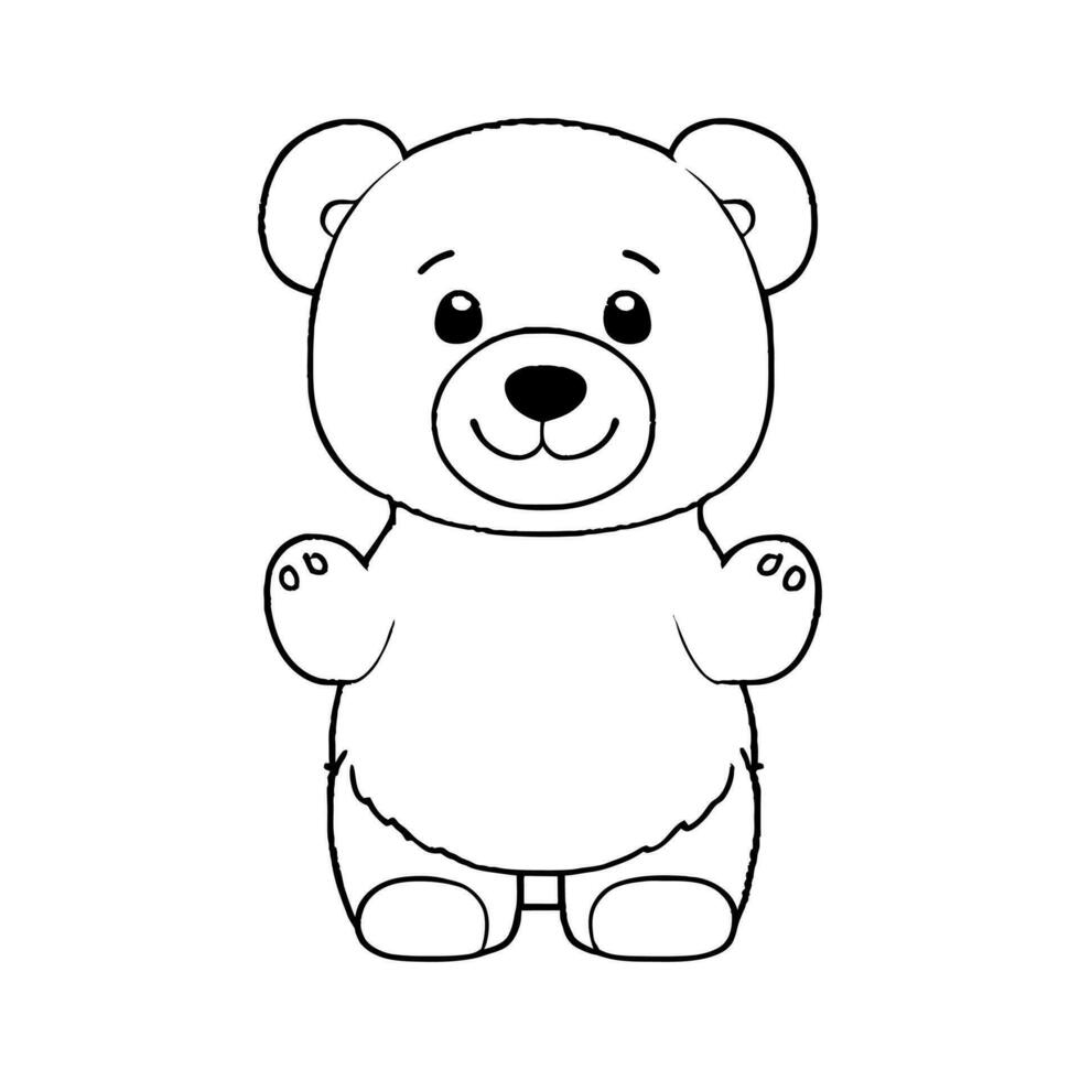 Cute little bear. Vector linear illustration for coloring.