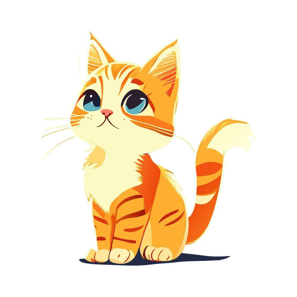 Cute kitten. Vector color illustration.