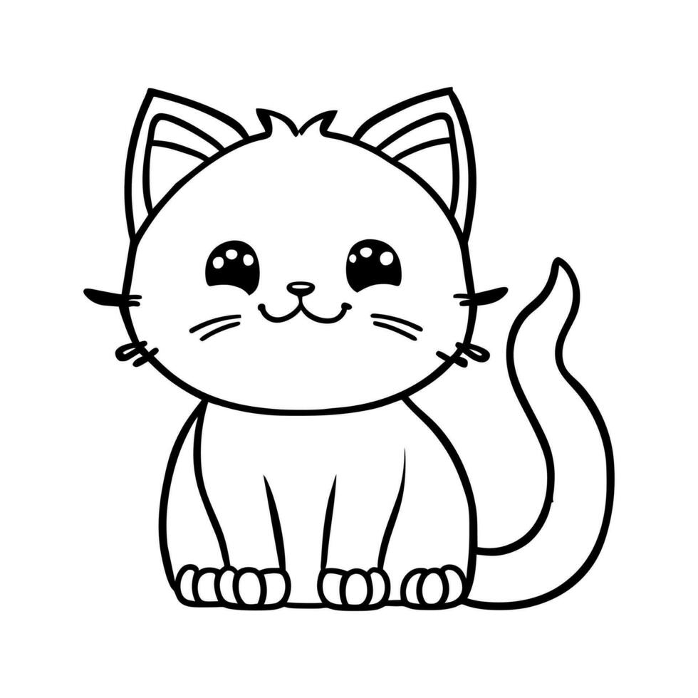 linda alegre gatito. vector ilustración para colorante libro en garabatear estilo