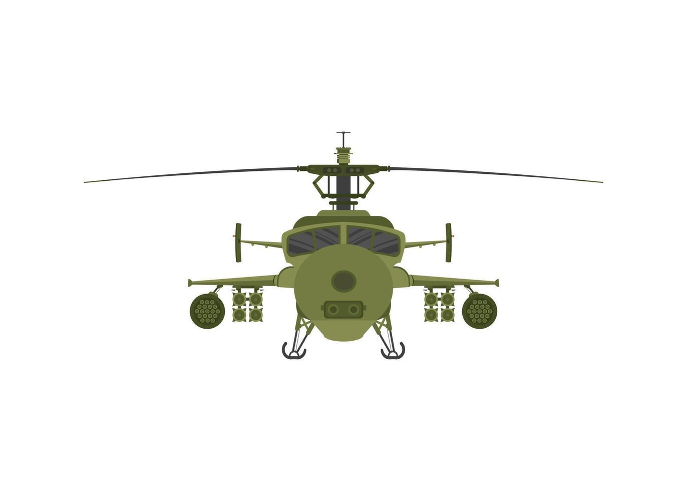 Helicopter military 2D illastration on white isolate background vector