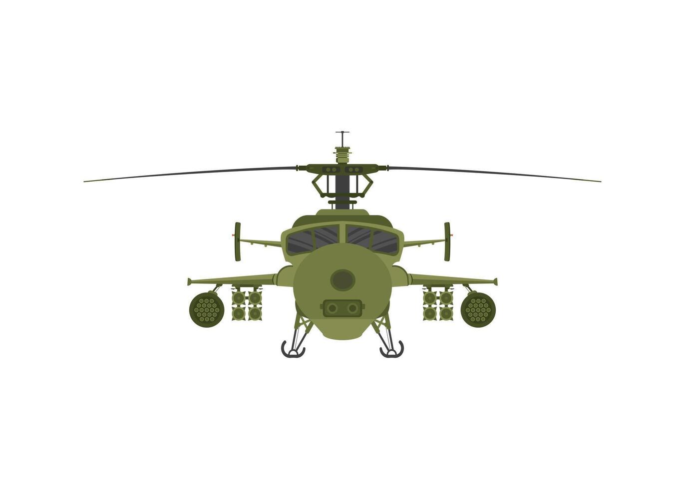 Helicopter military 2D illastration on white isolate background vector