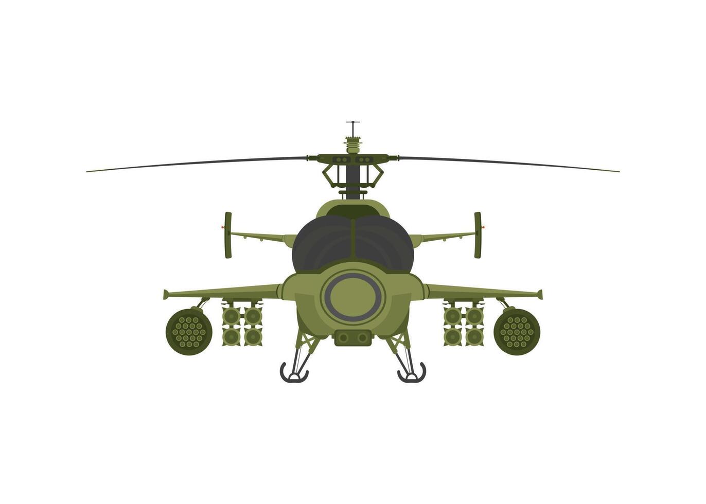 Helicopter military 2D illastration on white isolate background vector