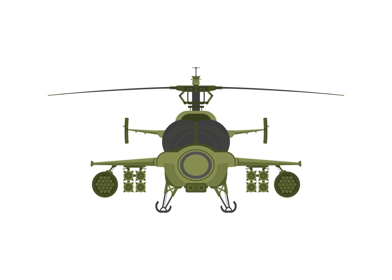 Helicopter military 2D illastration on white isolate background vector