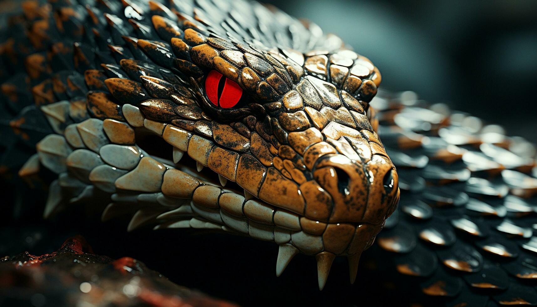 Spooky snake, dangerous viper, with venomous fangs, in tropical forest generated by AI 26436457