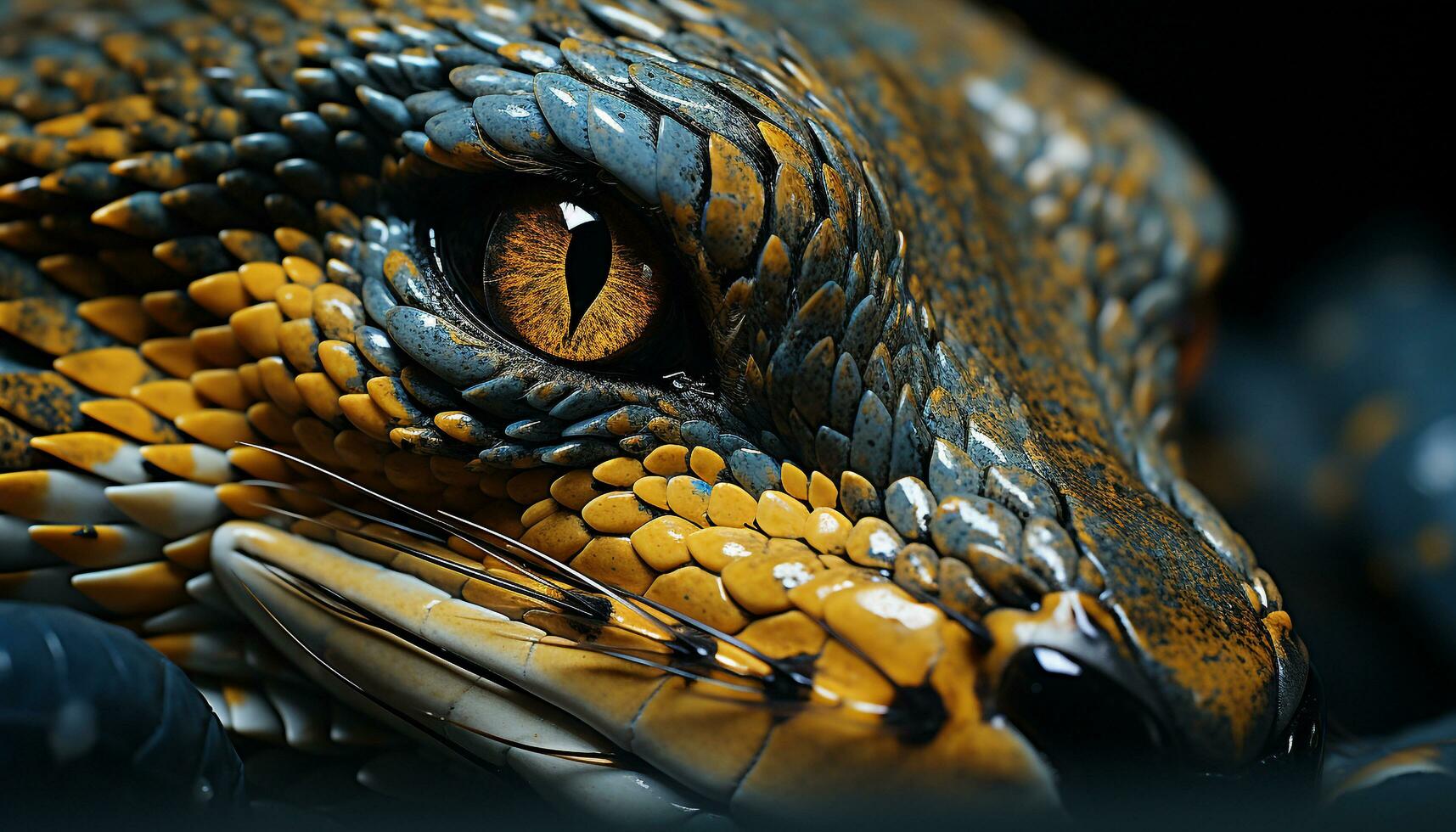 Spooky snake, dangerous viper, looking with aggression, beauty in nature generated by AI