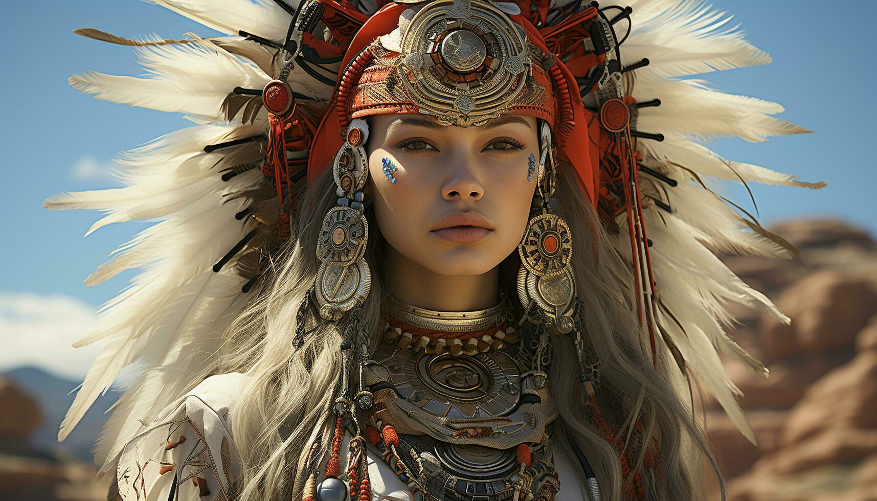 Indigenous women in traditional clothing showcase north american tribal