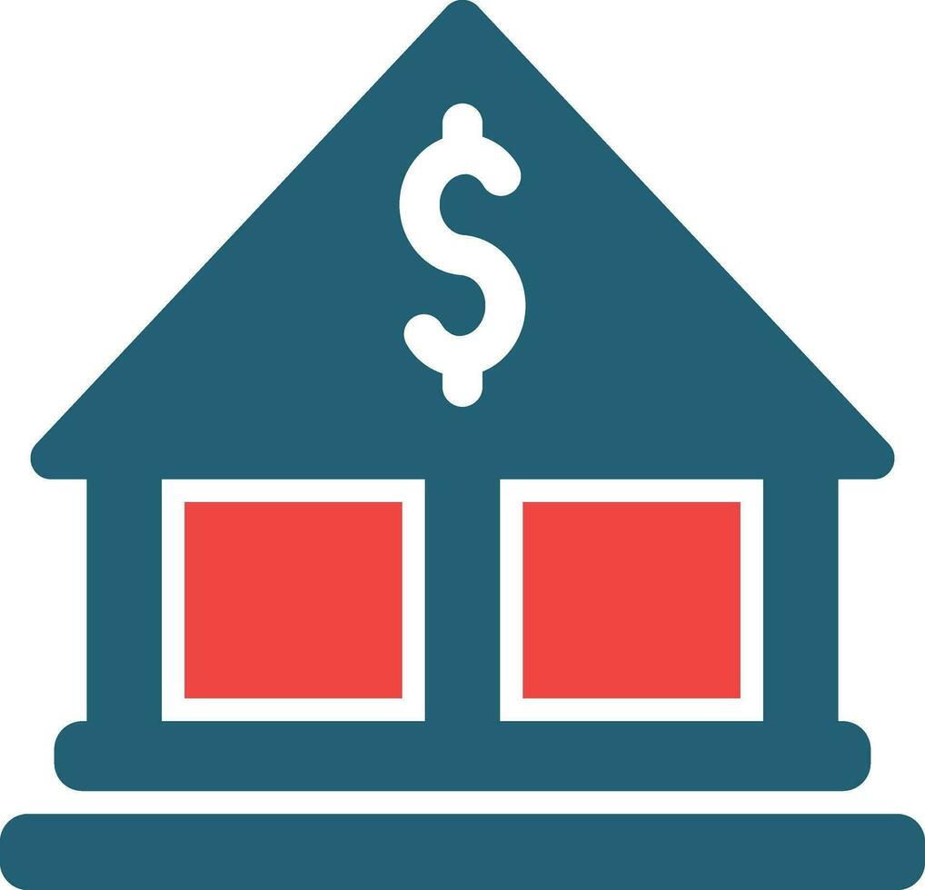 Bank Glyph Two Color Icon For Personal And Commercial Use. vector