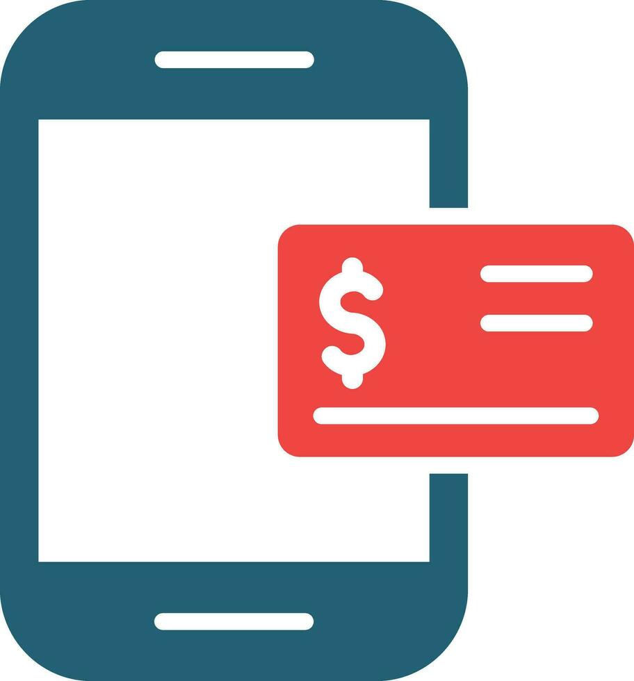 Mobile Banking Glyph Two Color Icon For Personal And Commercial Use. vector