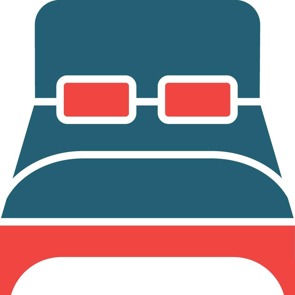 Double Bed Glyph Two Color Icon For Personal And Commercial Use. vector