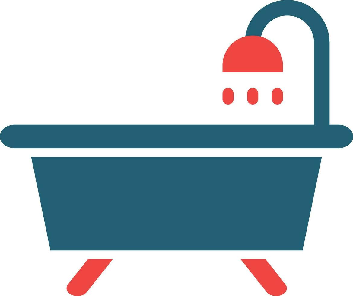 Bath Tub Glyph Two Color Icon For Personal And Commercial Use. vector