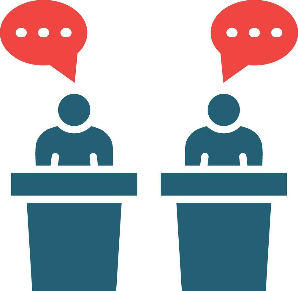 Debate Glyph Two Color Icon For Personal And Commercial Use. vector