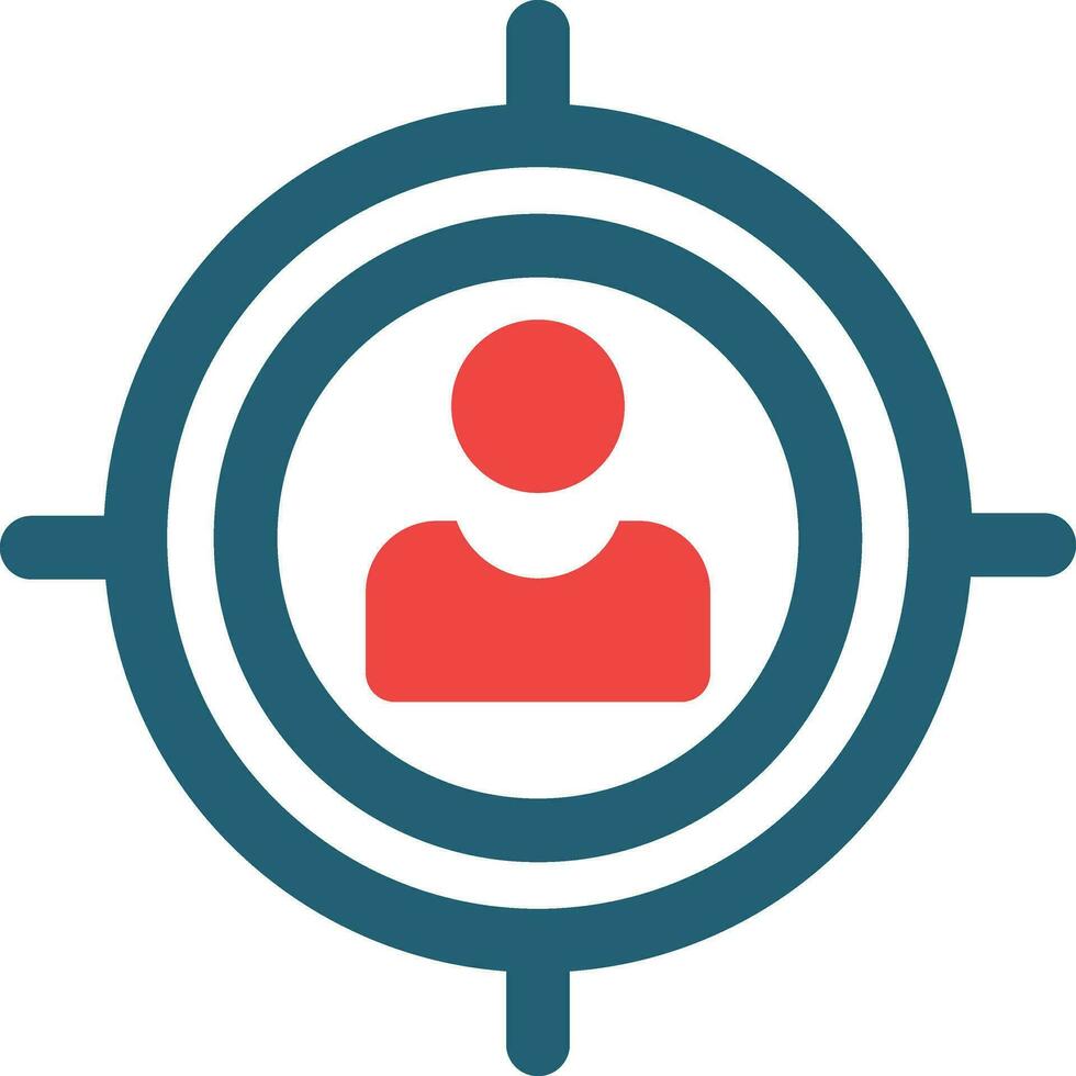 Targeted Glyph Two Color Icon For Personal And Commercial Use. vector