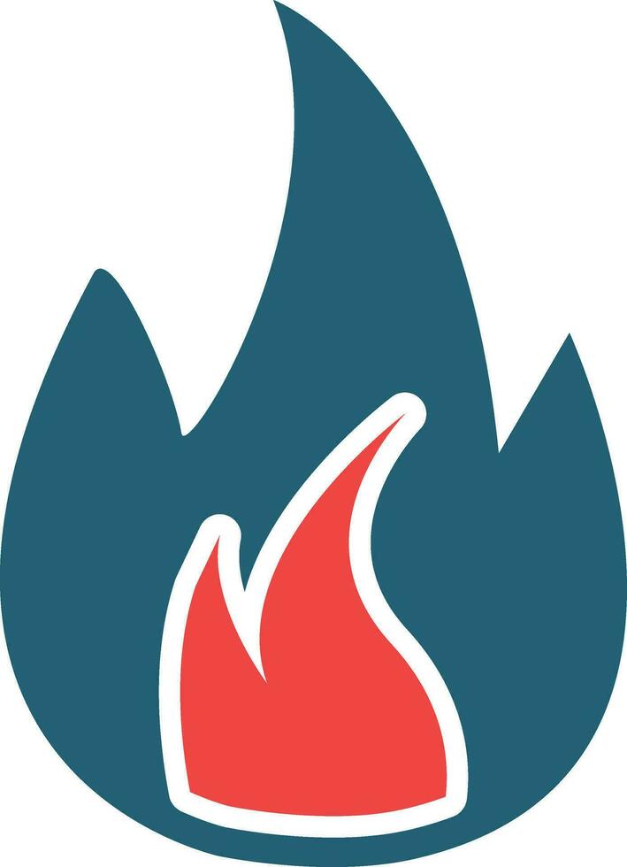 Flame Glyph Two Color Icon For Personal And Commercial Use. vector