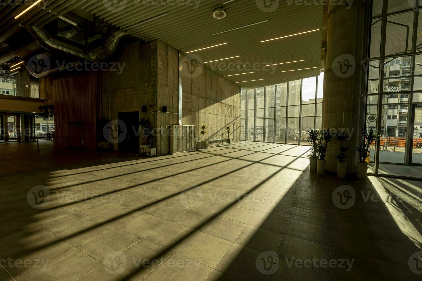 Interior of big office space hallway photo