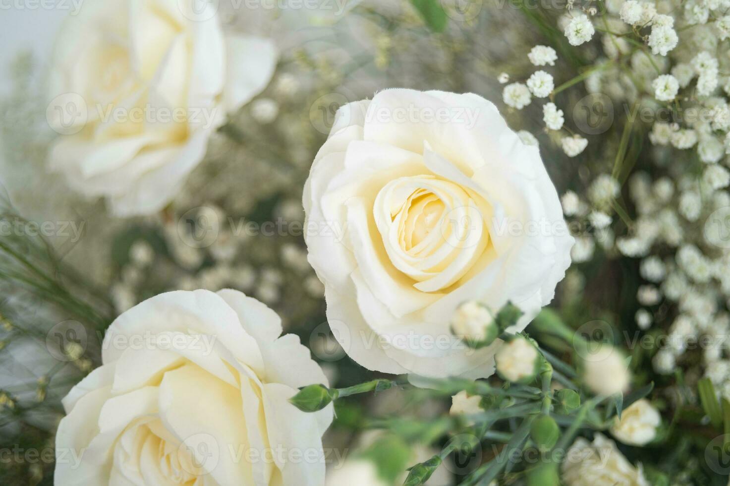 wedding backdrop with flower and wedding decoration photo