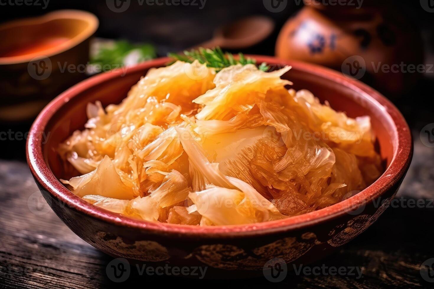 Fermented cabbage in a plate. photo