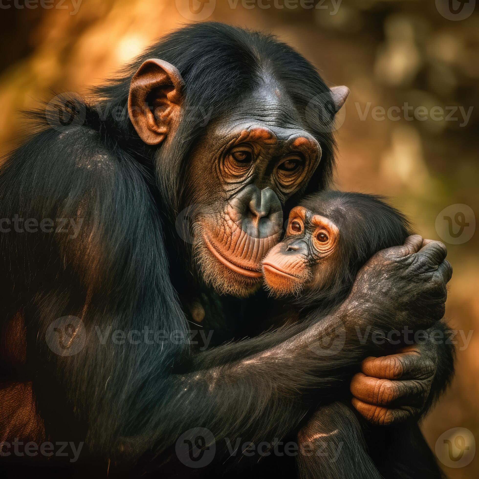 Chimpanzee mother with her little baby. Generative AI 26439863 Stock Photo  at Vecteezy