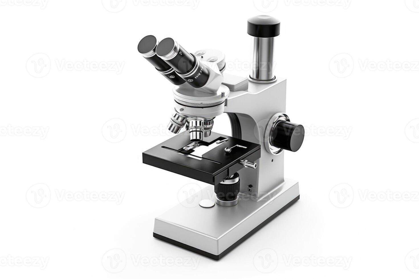 Microscope isolated on white background. Generative AI photo