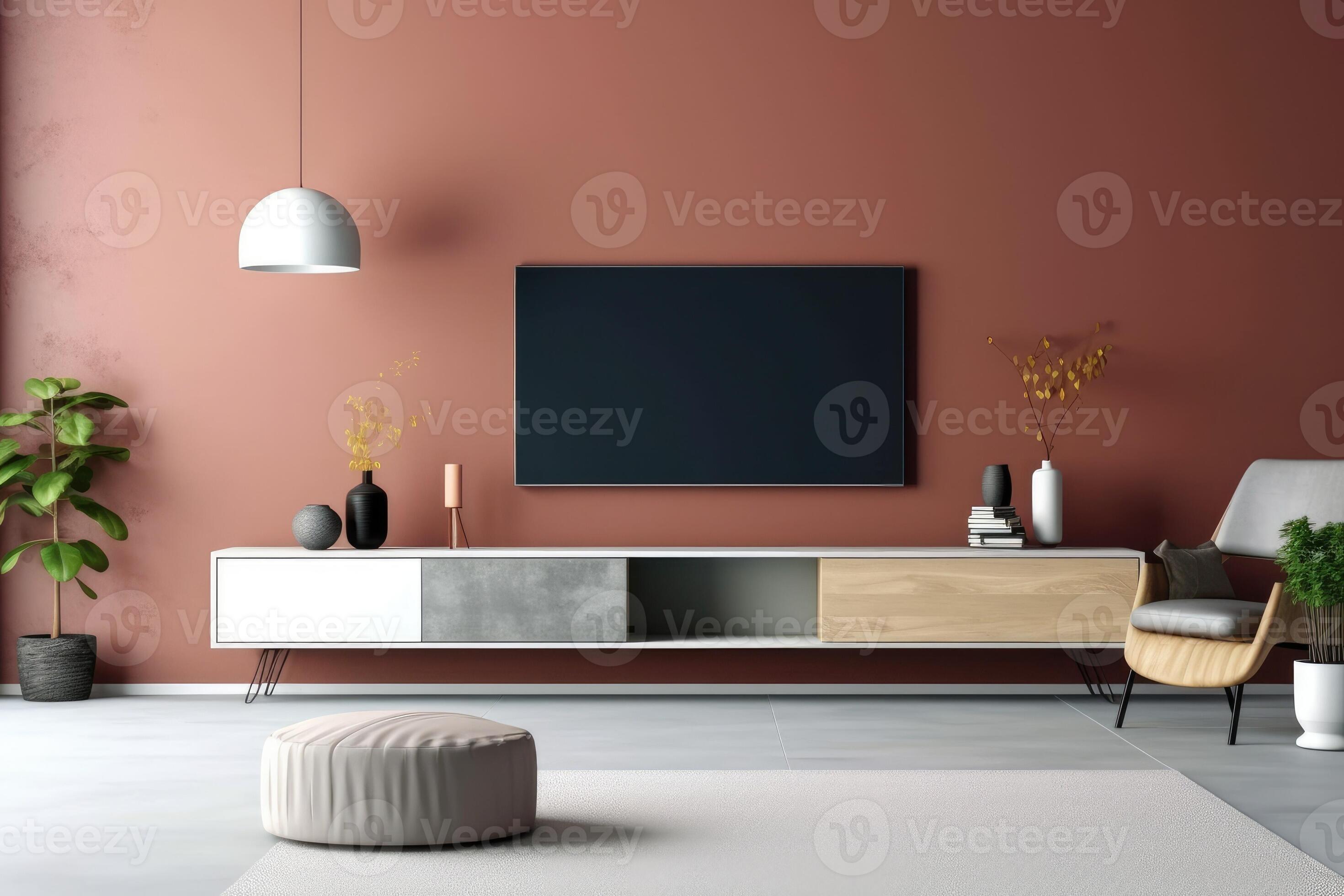 Living room with flat plasma television. 26439992 Stock Photo at Vecteezy