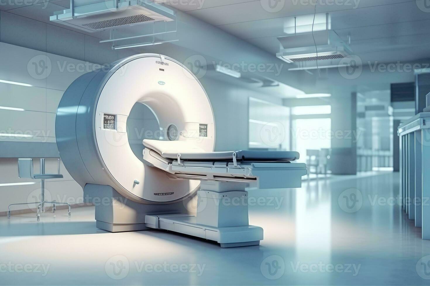 CT Scan. Magnetic Resonance Imaging Machine. Computerized Axial Tomography Scan. X-ray Computed CAT Medical and Science Equipment. Generative AI photo
