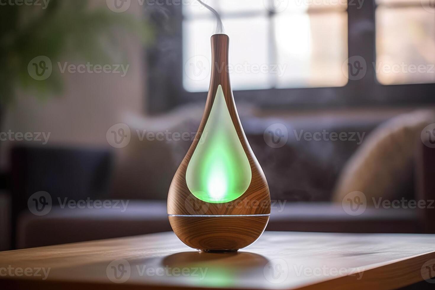 Aroma oil diffuser lamp on a blurred background. 26440030 Stock Photo