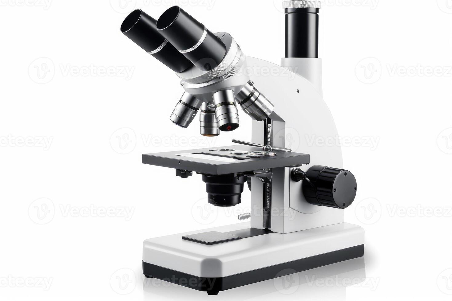 Microscope isolated on white background. Generative AI photo