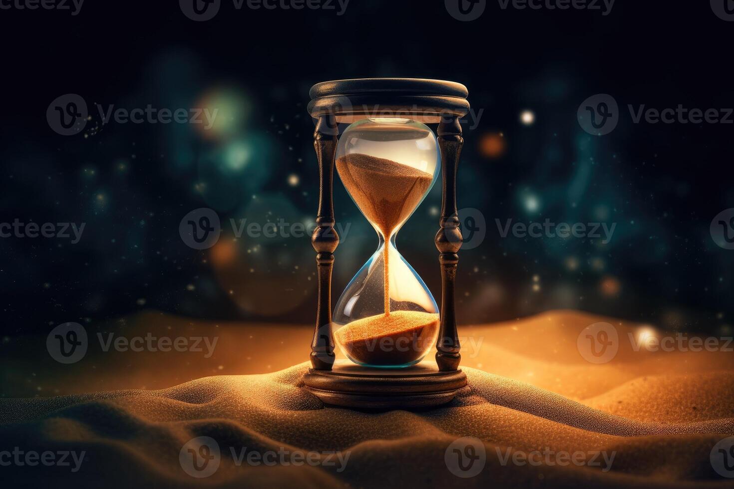 Hourglass with shining light. photo