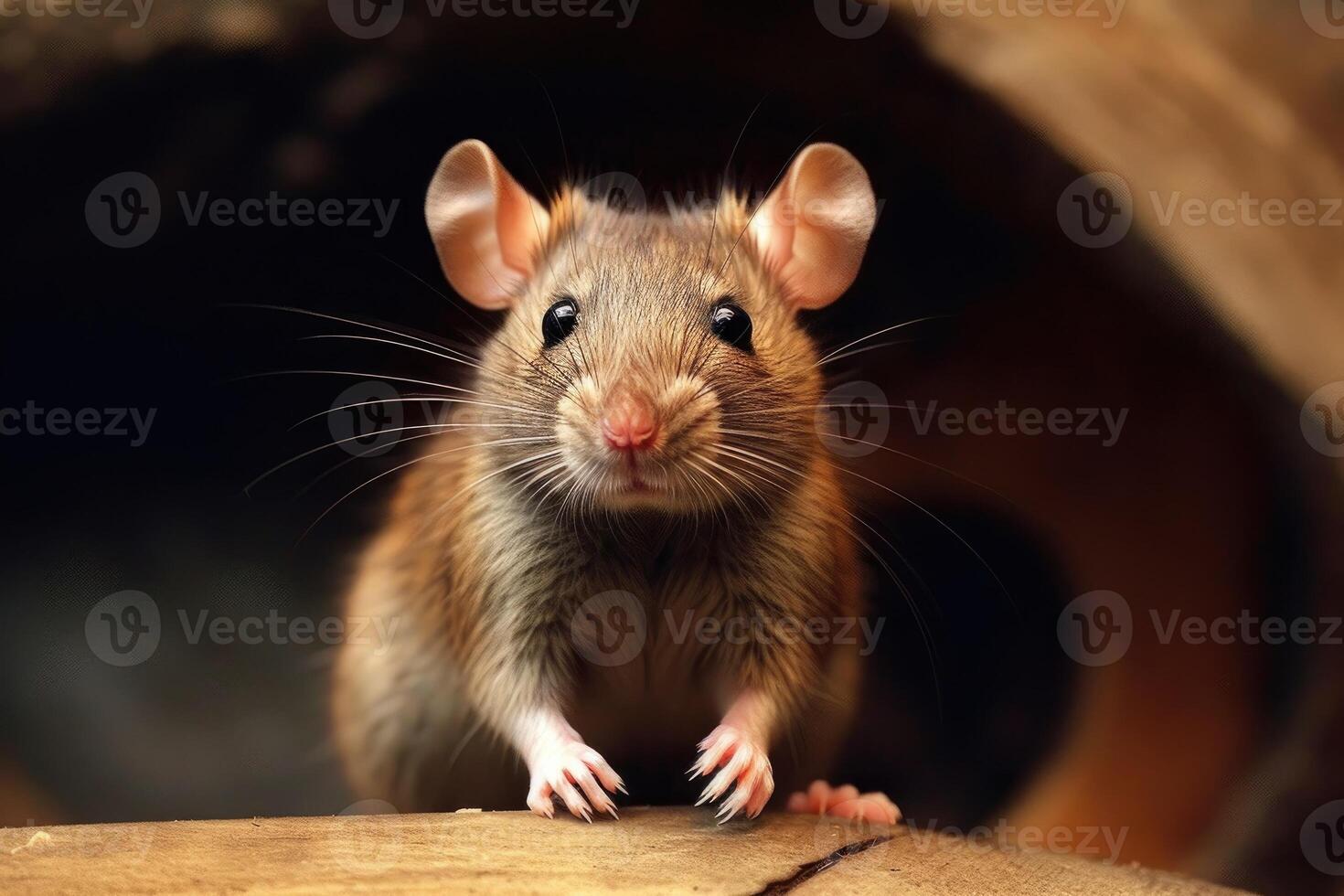 Little brown rat. Pest control. photo