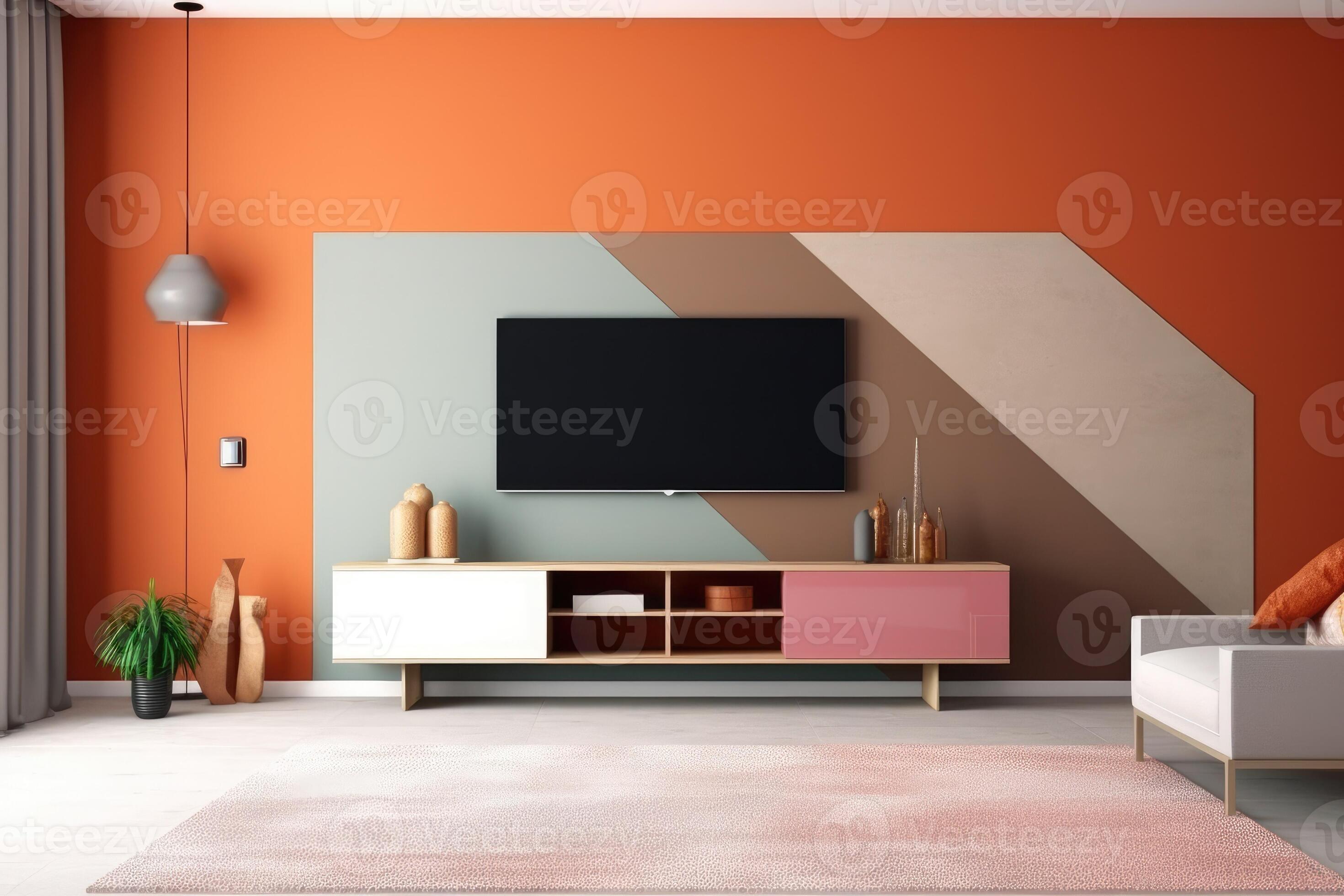 Living room with flat plasma television. 26440168 Stock Photo at Vecteezy