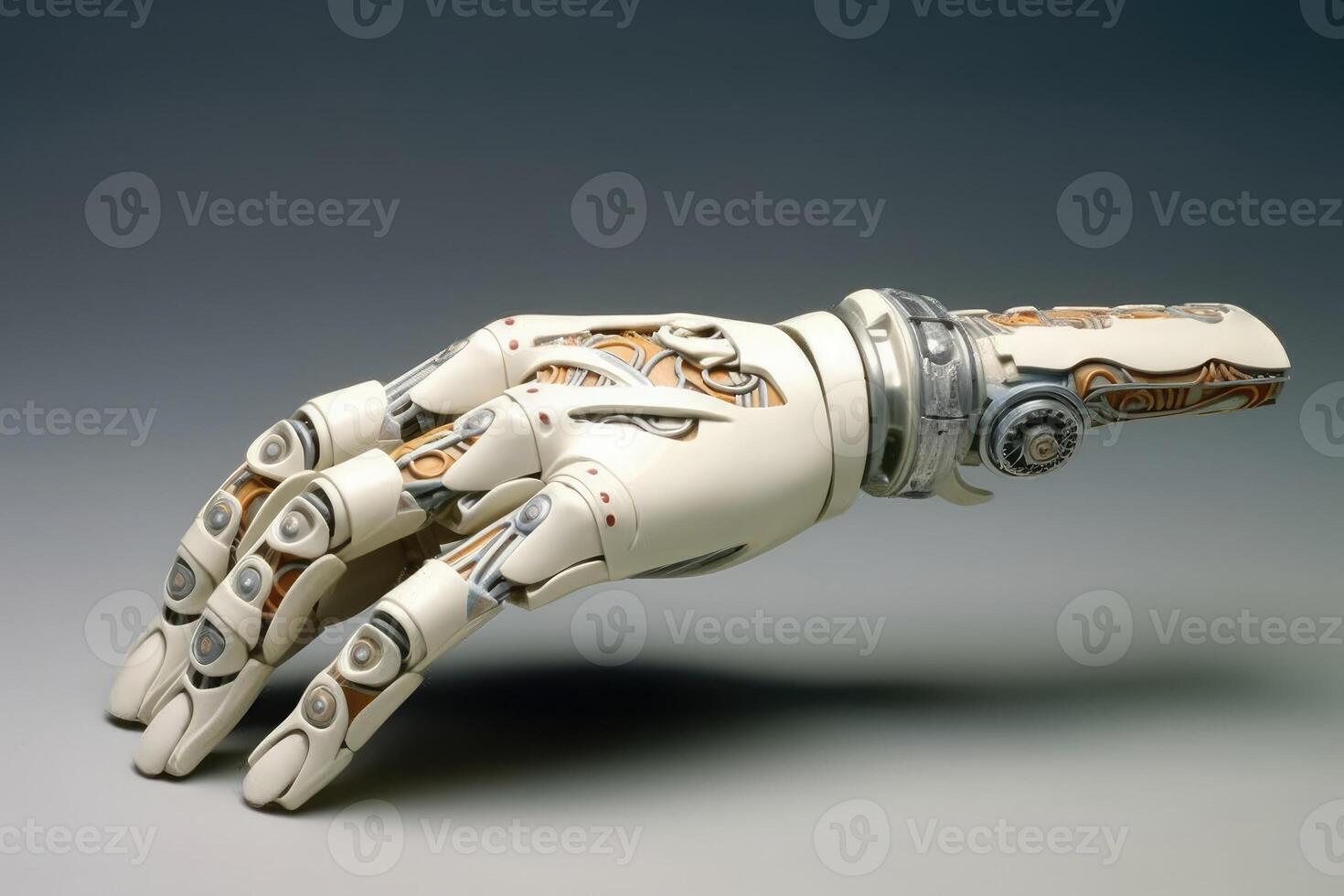 Artificial human robotic arm. Generative AI photo