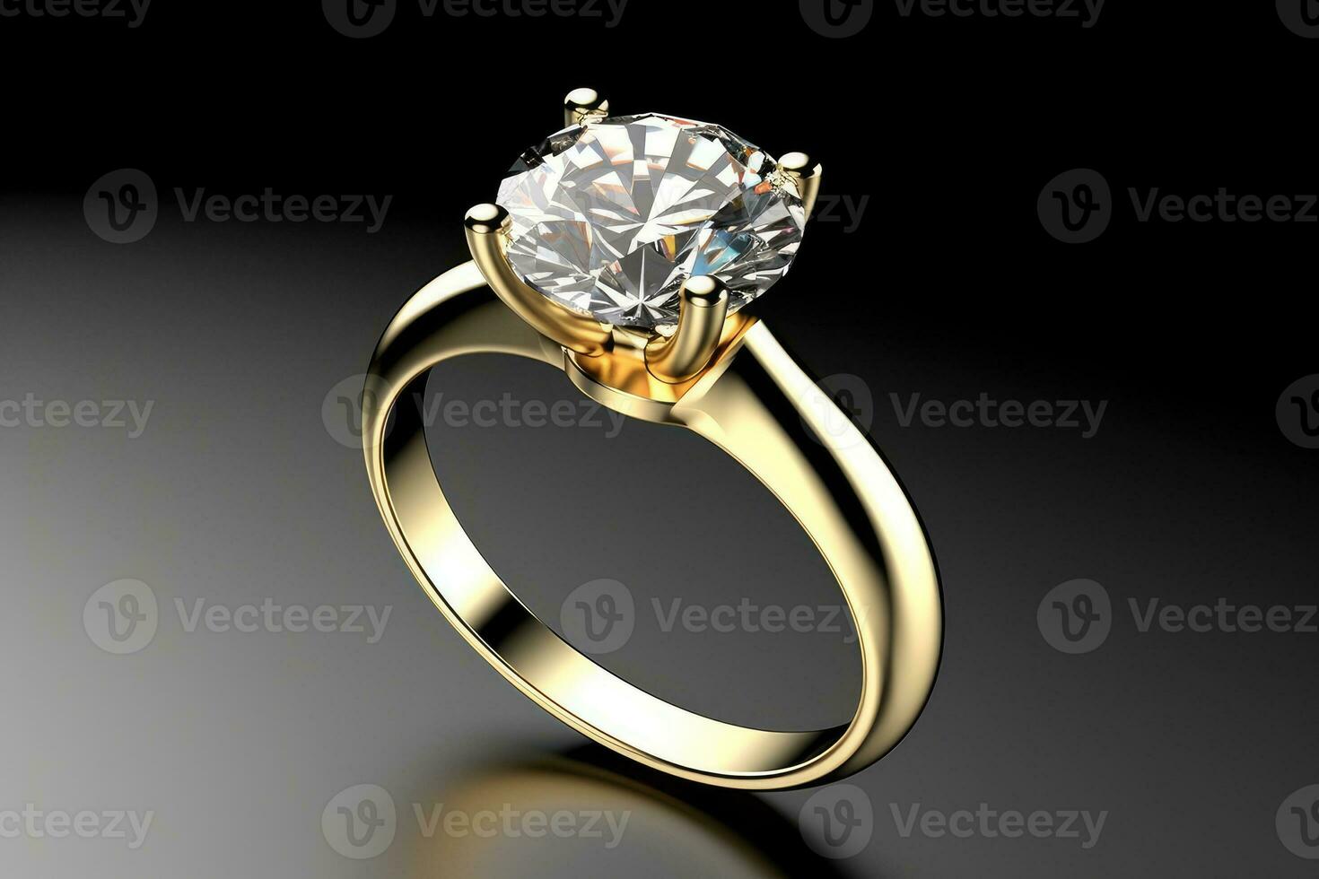 Diamond gold engagement ring. Generative AI photo
