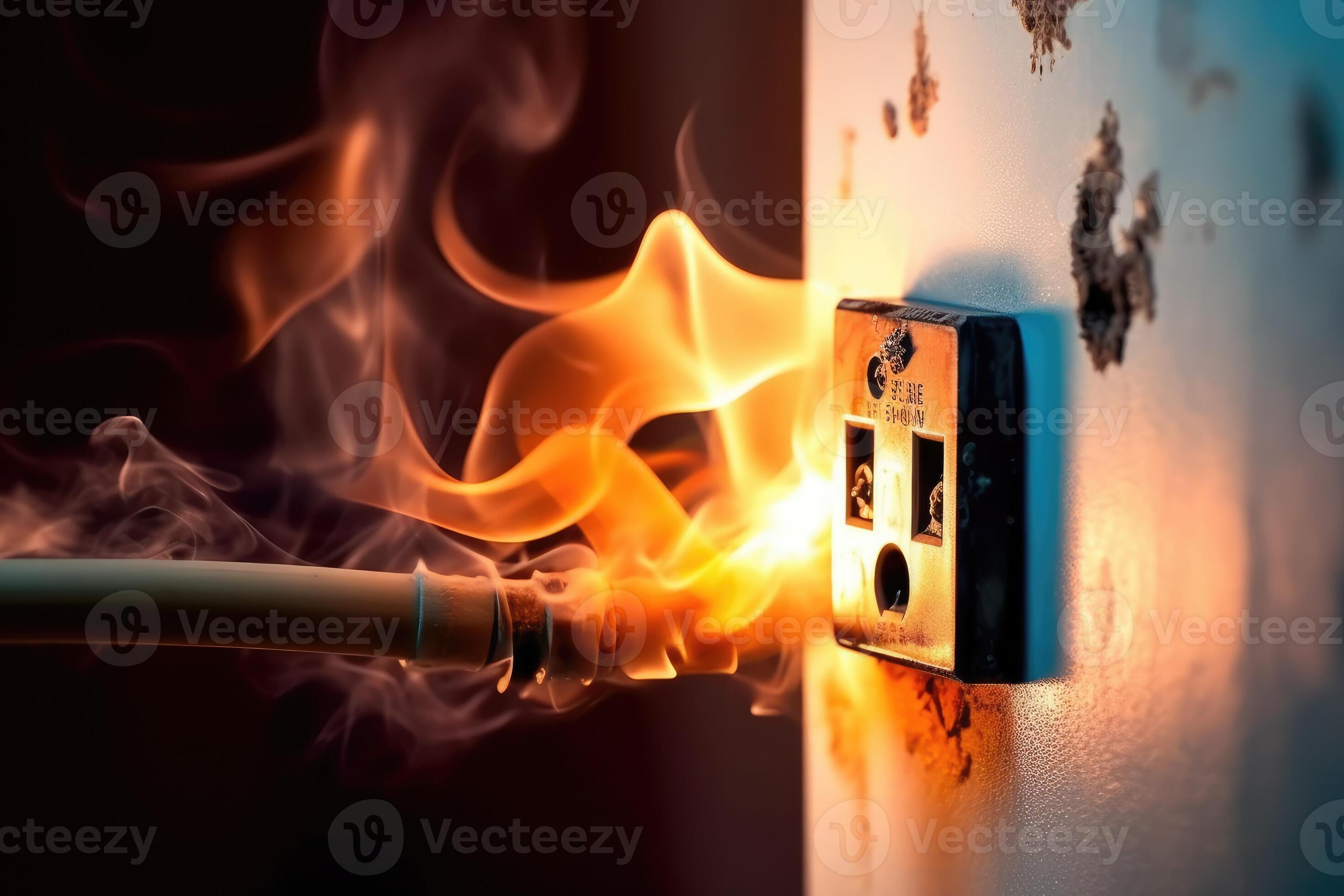 Electrical short circuit. Failure caused by burning wire and rosettes