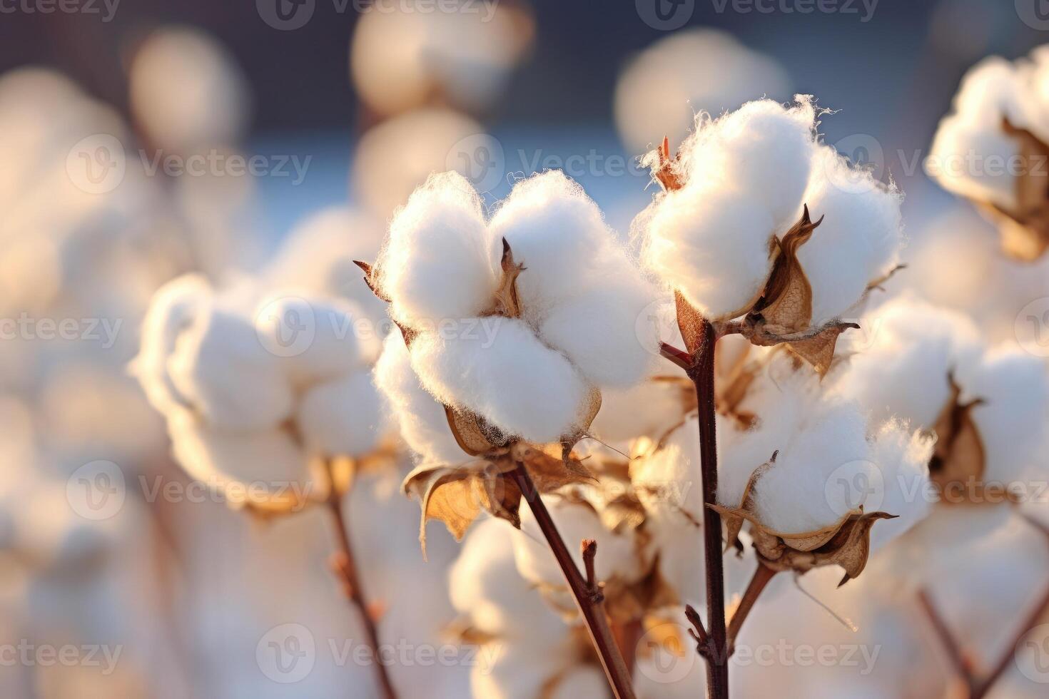 Cotton buds in the field. photo