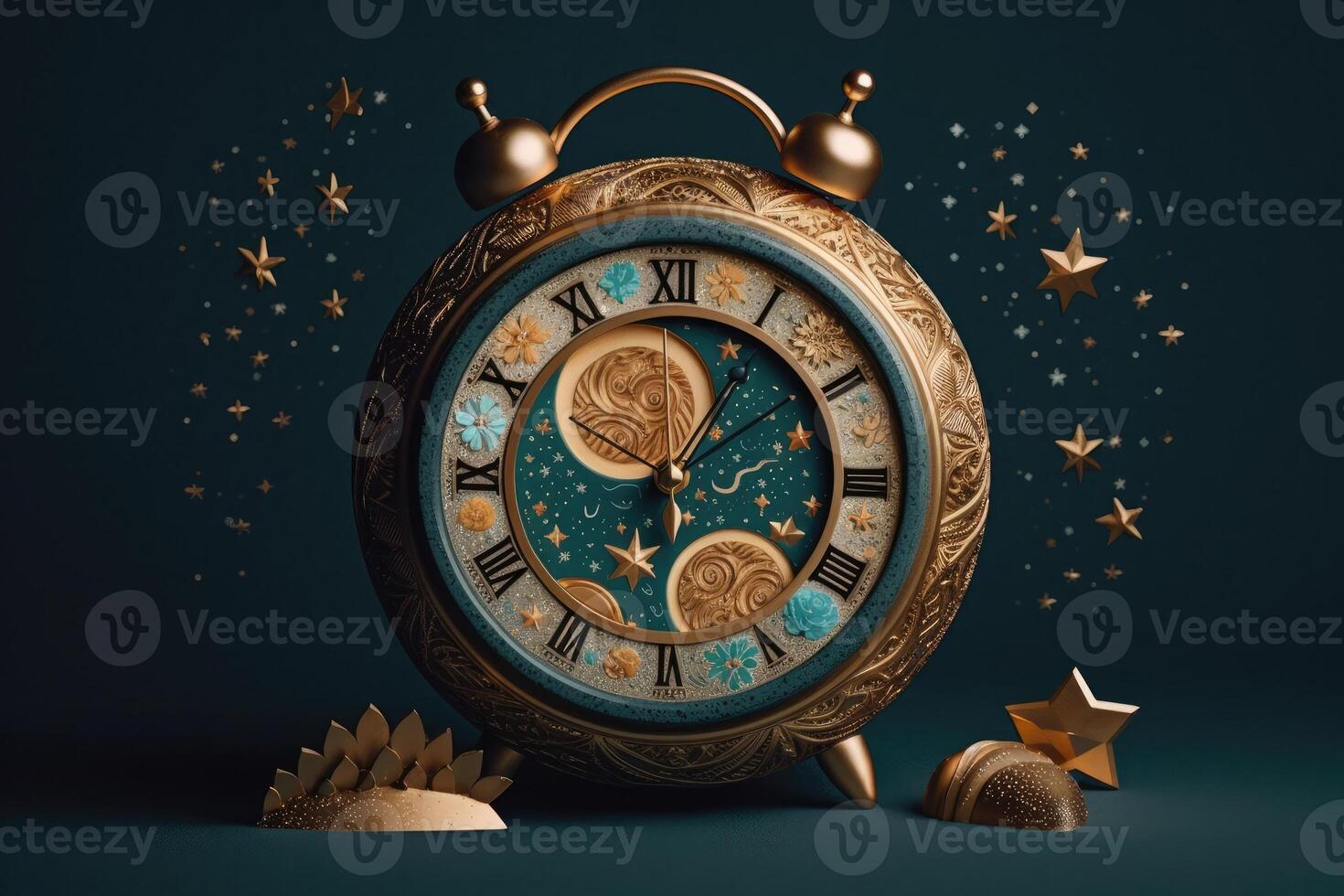 Colorful alarm clock. Time management concept. photo