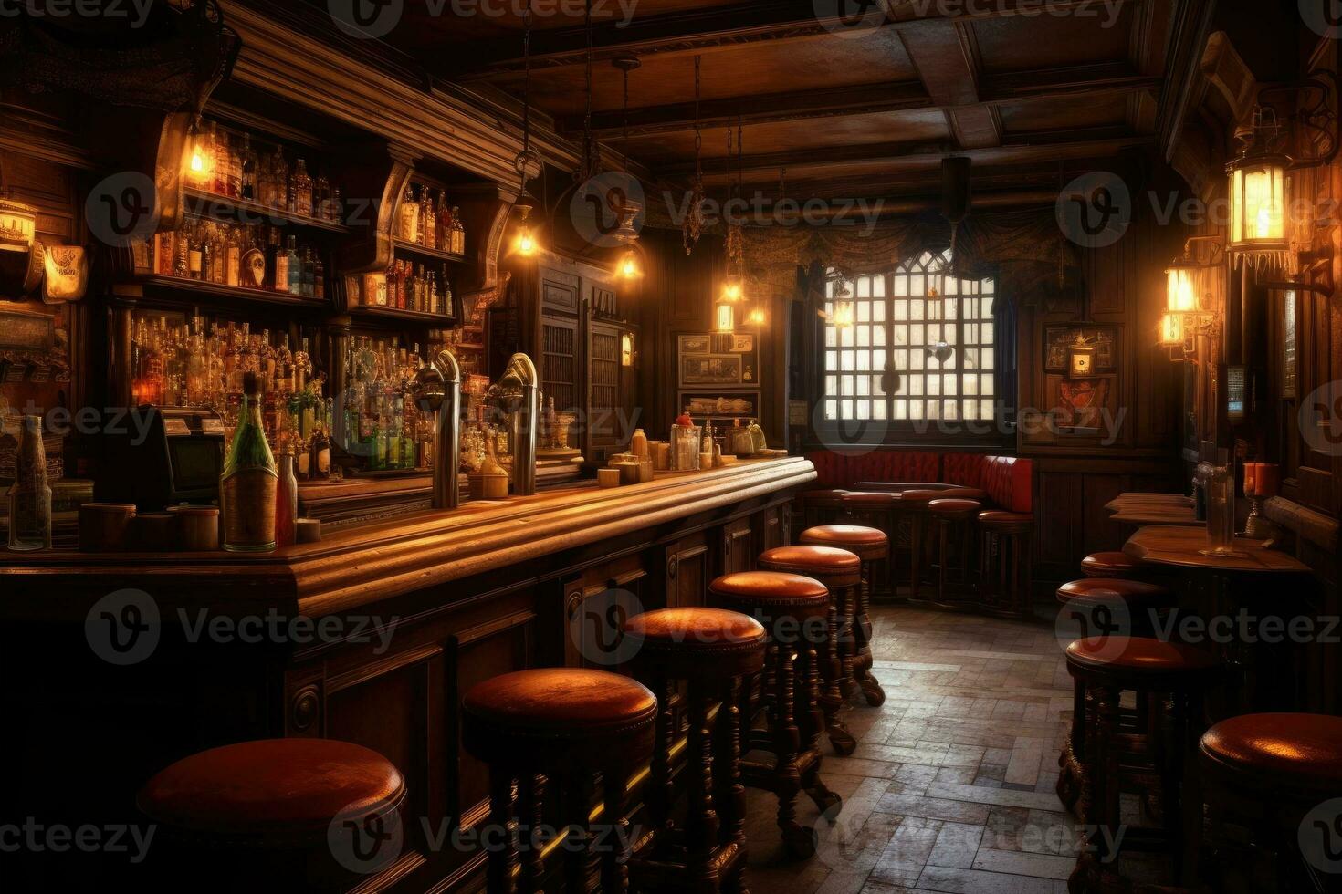 tradicional o estilo bar o pub interior. generativo ai foto
