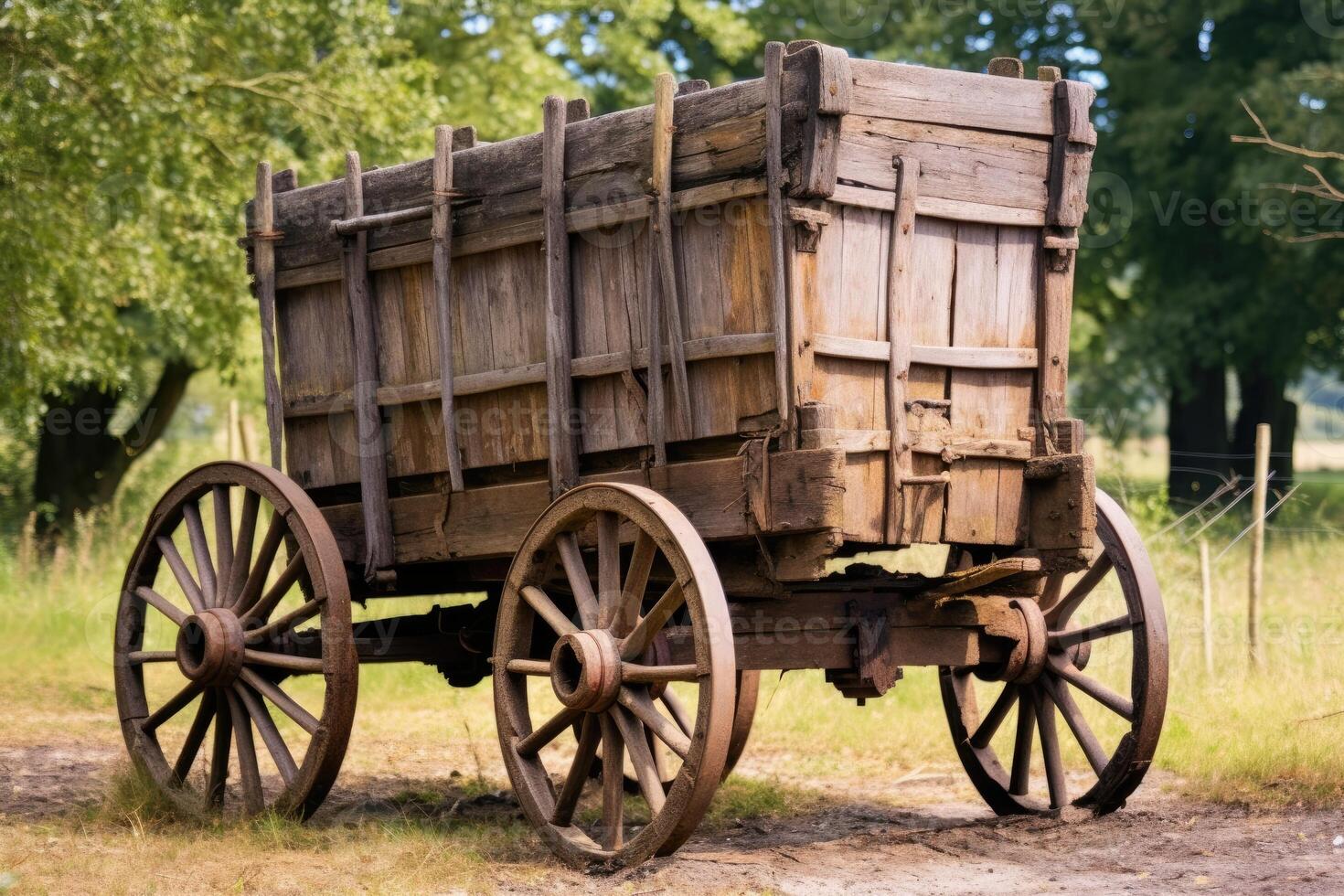 Old wooden rural wagon. photo
