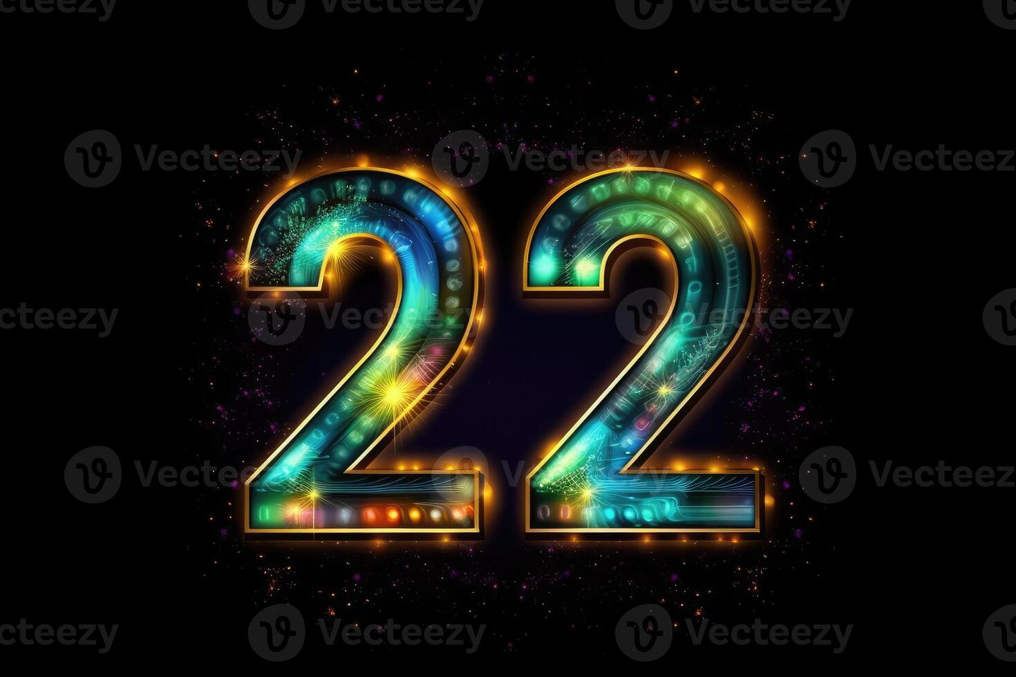 Abstract colorful number 22 logo design template. Generative AI photo