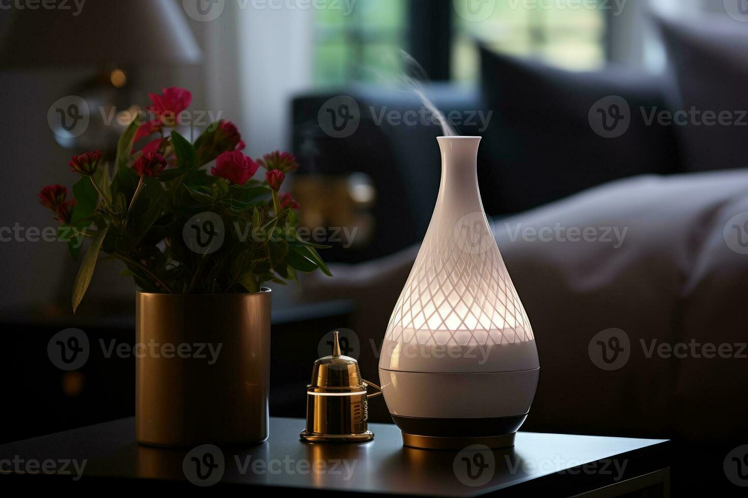 Modern air humidifier. Generative AI photo