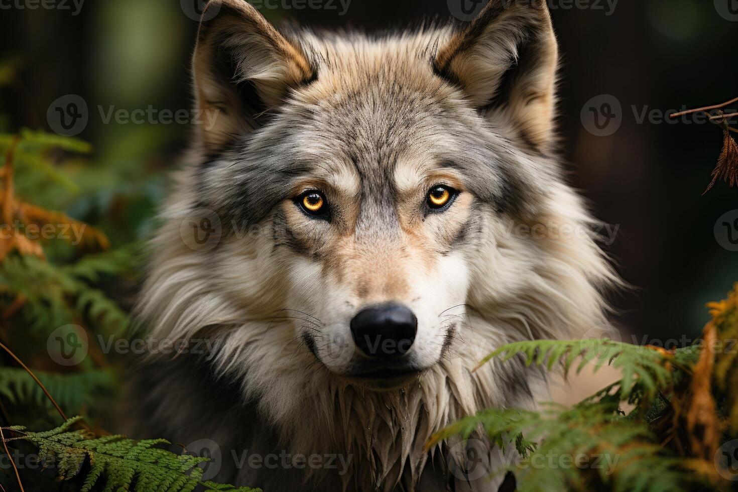 grande masculino gris lobo. generativo ai foto