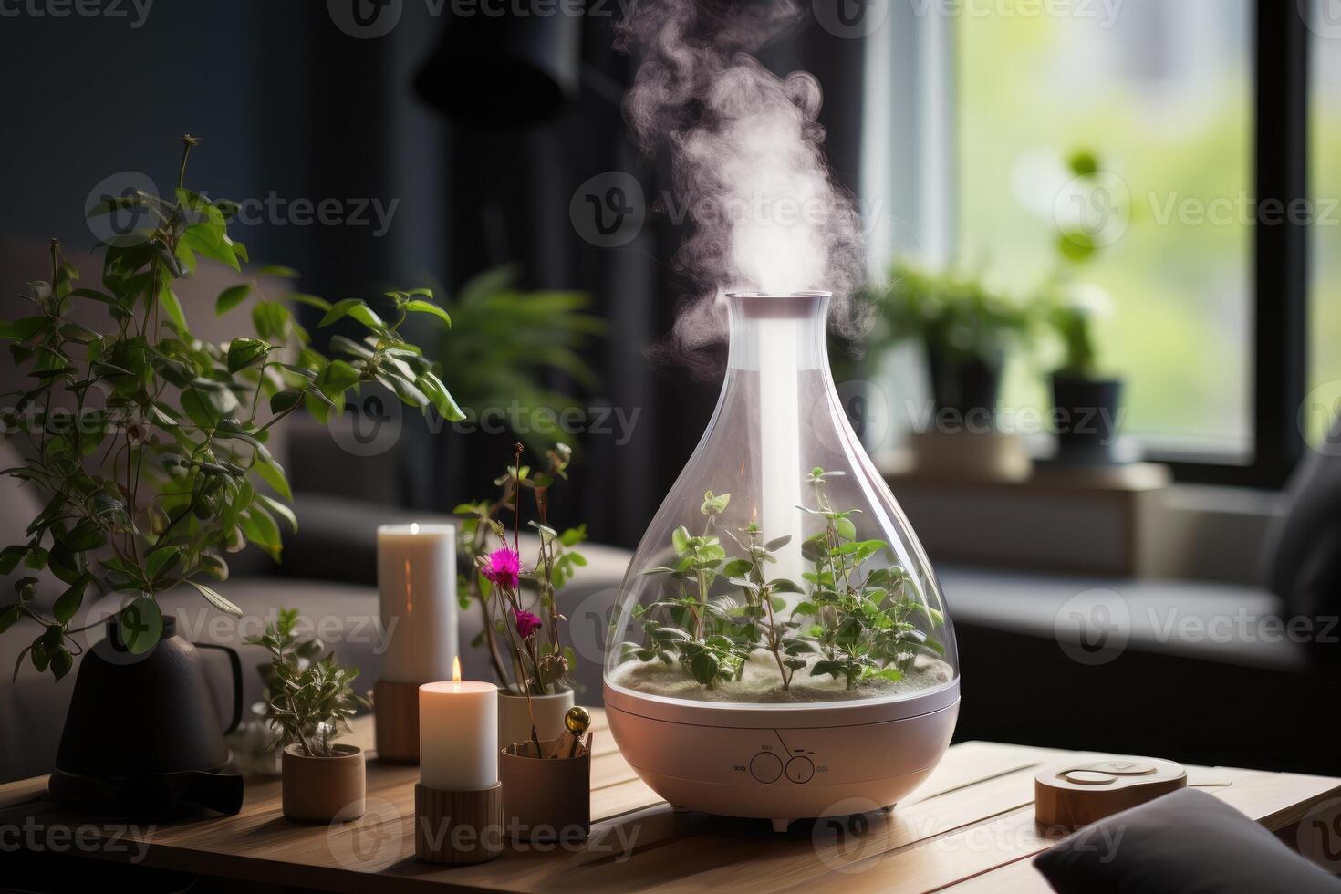 Modern air humidifier. Generative AI photo